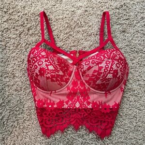 Charlotte Russe Red Lace Crop Top